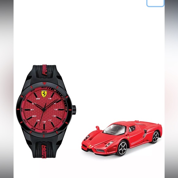 Ferrari Other - FERRARI Men's RedRev Black Silicone Strap Watch 44mm  worn 1 time